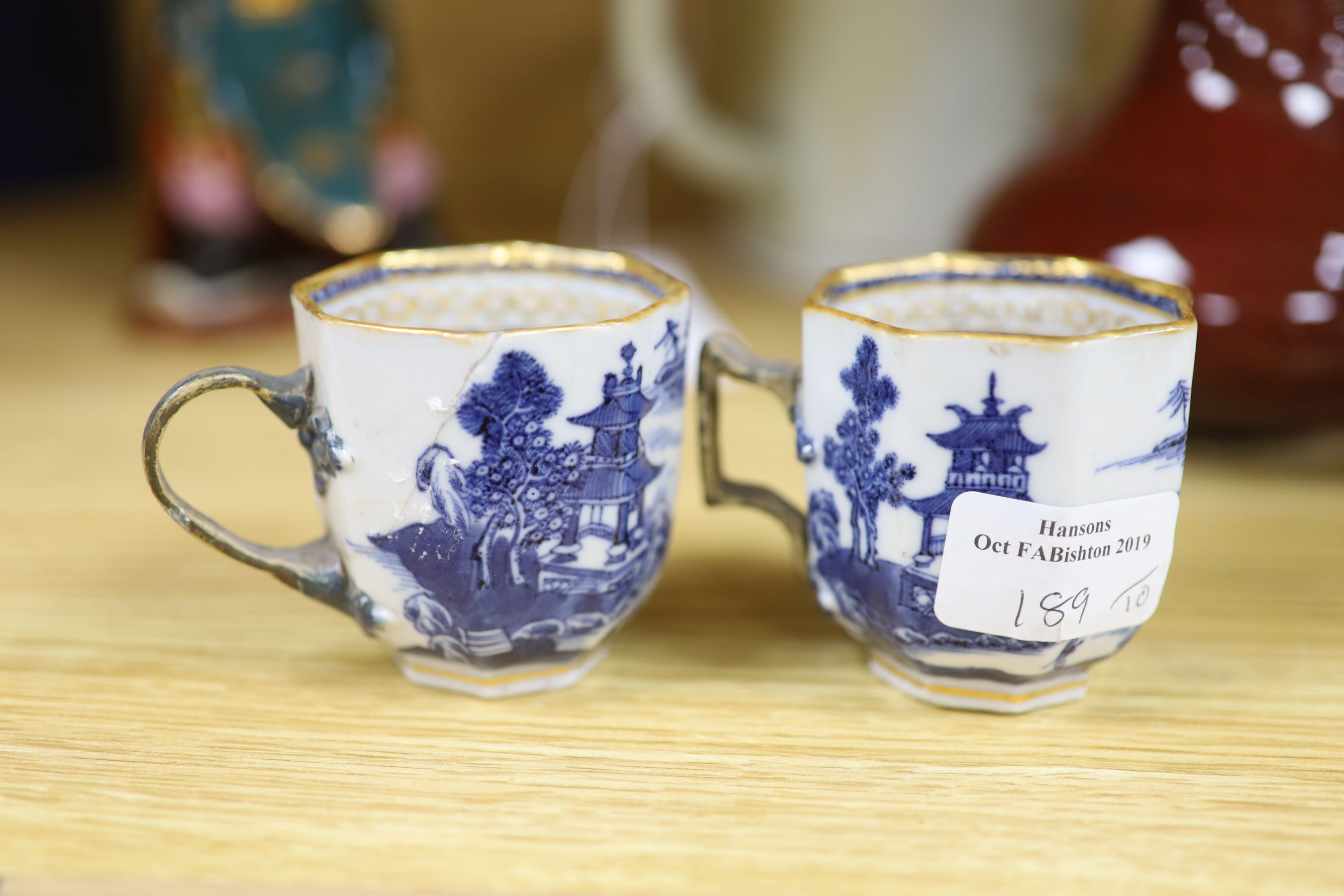 A Chinese export jug together with other Chinese ceramics, tallest 21cm